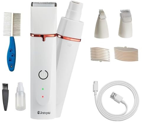WERPOWER JYSW Dog Nail Grinder, Upgraded LCD 2-Speed Electric Rechargeable Dog Nail Trimmer with 2 Grinding Wheels, Pet Nail Grinder Painless Paws Grooming for Small Medium Large Dogs & Cats