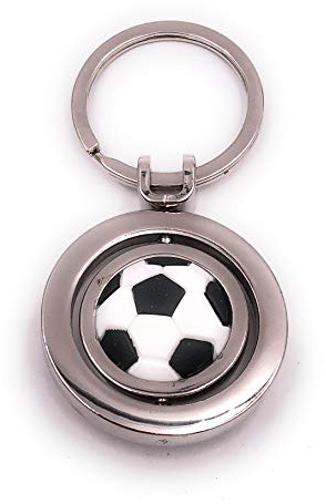 H-Customs Fussball beweglich im Kreis Ballsport Sport Manschaft Silber besonderer Schlüsselanhänger Anhänger