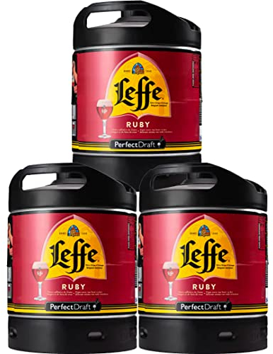 Pack 3 fûts de bière de 6 litres - Compatibles avec la tireuse PerfectDraft - 15 euros de consigne INCLUS (Leffe Ruby)