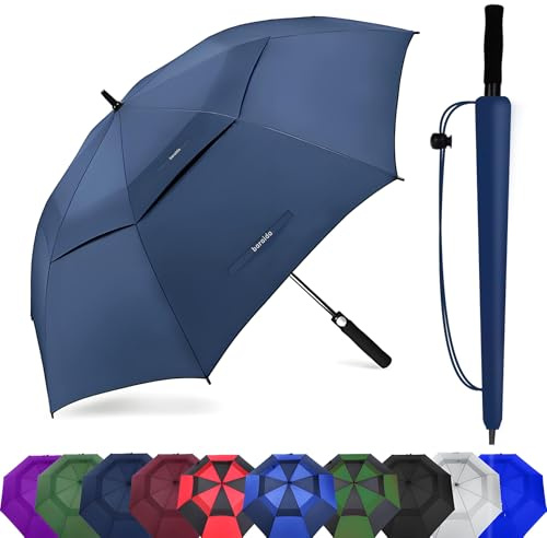 Baraida Golf Umbrella Large 62/68/72 Inch, Extra Large Oversize Double Canopy Vented Windproof Waterproof Umbrella, Automatic Open Golf Umbrella for Men and Women and Family.(62 Inch,Navy Blue)