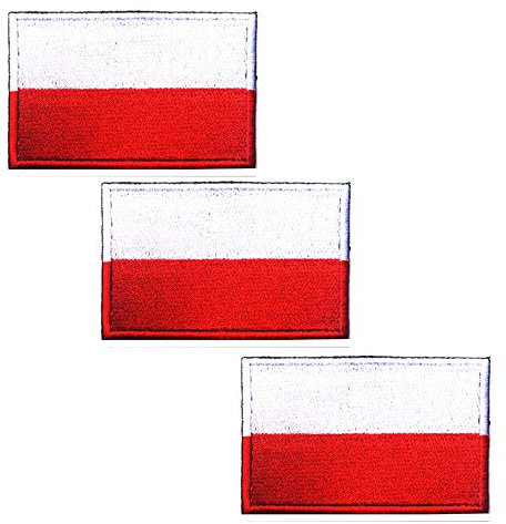 3 Pack Polen Flagge Patch Gesticktes Eisen auf Aufnähen Patch - Emblem Taktische Militärmoral Lustige Patches Abzeichen Applikationen mit Haken und Schlaufenrücken