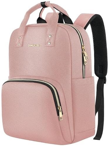 Z-MGKISS Laptop Backpack for Women, Casual Lightweight Daypack, Rucksack Bag 15.6 Inch, Stylish Women Work Backpack for Travel Business College, Gifts for Ladies Teacher Nurse, Pink