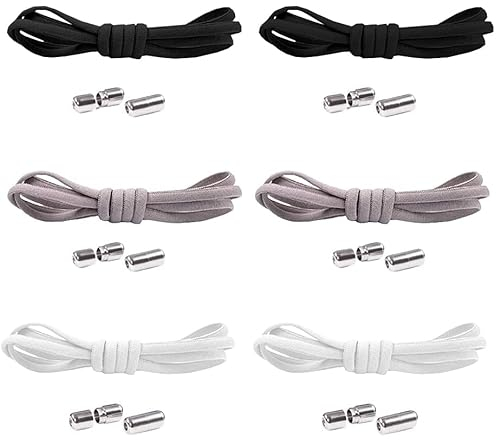 HIQE-FL 6 Paar Metallverschluss Schnürsenkel,Elastische Schnürsenkel Ohne Binden,Schnellverschluss Schnürsenkel,Schnellschnürsystem Schuhe,Schnürsenkel Wanderschuhe