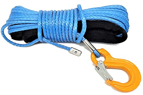 AIR118 Câble de treuil bleu avec crochet 3,5 t 15 m 6 mm Corde de traction en plastique pour UTV, ATV, Quad Offroad, 4 x 4, SUV