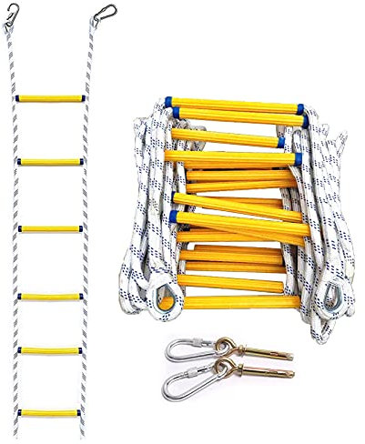 Touguqing Scala Antincendio di Emergenza 10M Scala di Sicurezza Antiscivolo Scala di Corda Morbida con Ganci Veloce da Distribuire Facile da Usare per Bambini e Adulti(Size:3m)