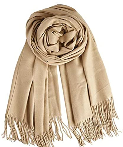 YELYAN Damen Kaschmir Schal Winter Feinstrick Halstücher Stolen Umschlagtücher Schal Warmes Halstuch Beige