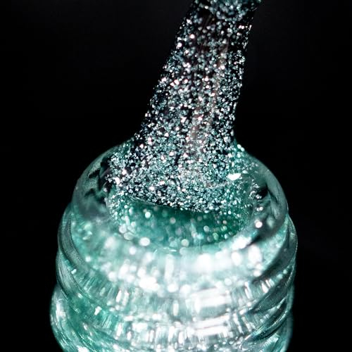 BURANO UV Reflektierende Glitter Gel Polish, 7.3ml Schwarzer Reflektierender Sparkle Holografischer Nagellack, Einweichen von Nagel Kit