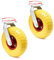 Lenkrolle 2er Set 2x Transportrollen 258 x 78 mm mit Metallfelgen pannensicher gelb 150 kg pro Rad
