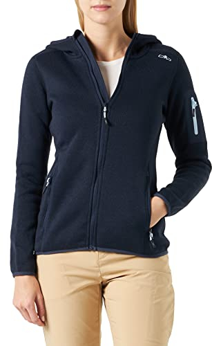 CMP - Damen-Knit-Tech-Jacke mit fester Kapuze, B. Blau-Kristallblau, D42