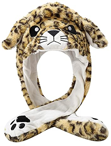 Zhiyao Wintermütze Damen Herren Weihnachten Mütze Ohr Beweglicher Hut Foto Requisiten Plüschkappe Tiger Springender Kostümzubehör Tier Wackelohr mit beweglichen Plüsch Ohren,Mehrfarbig2,Einheitsgröße
