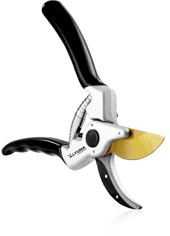 Tijera de Poda a 1 Mano - Modelo T113 - Corte Bypass para Trabajos de Precisión - Resistente y Muy Ligera - Herramienta para un Uso Intenso - Fabricada en Titanio Forjado - Altuna