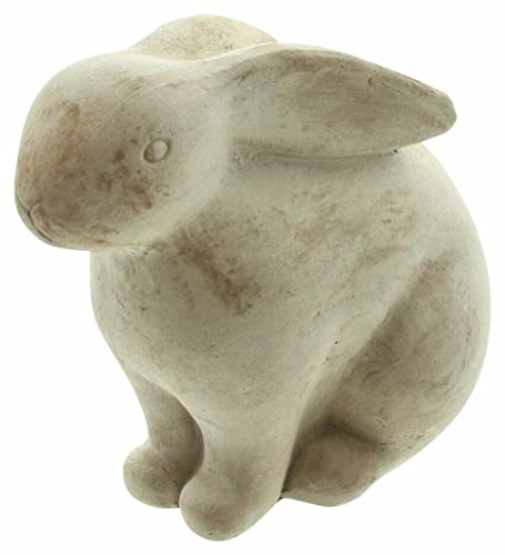 Dekofigur Hase aus Terracotta, Osterhase im Used-Look, Hasenfigur für Drinnen & Draussen, Gartendekoration für Ostern, Hasendekoration, Tischdeko