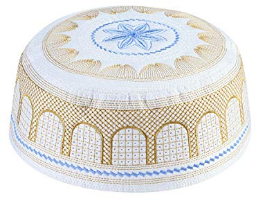 XINCHI Muslimische Gebetsmütze Islam Gebetshut Männlich Muslimische Totenkopfmütze Türkische Beanie Mütze Arabien Kufi Stickerei Mütze Muslim Bestickte Mütze Ramadan Deko