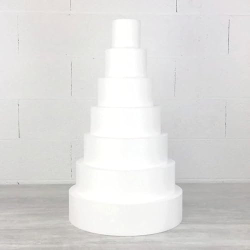 Lealoo Pièce montée Wedding Cake en Polystyrène haute densité, 70 cm de haut, Base Ø 40cm à 10cm, 7 étages