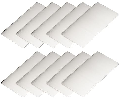 METALLIXITY Leere Metallkarte (100mmx50mmx0.4mm) 10Stk Gebürstet 201 Edelstahl Namensschild - für Haus Innen DIY Beschilderung Ätzen Silber Ton