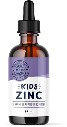 Vimergy Zink Tropfen Testgröße – Flüssiges Zink Hochdosiert – Antioxidans – Kein Raffinierter Zucker – Glutenfrei ohne Gentechnik Koscher Vegan Keto/Paleo Ernährung Geeignet (Kids - 55 mL)