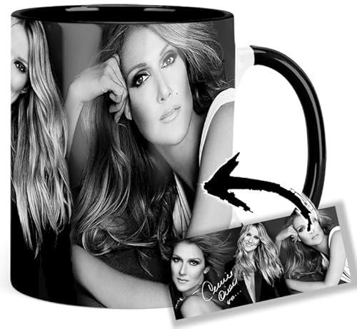Celine Dion Tasse Innen & Henkel Schwarz Keramikbecher Mug