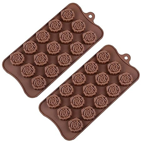 Silikon Schokoladenformen in Form von Rosen, Liebesmaterial Gelee-Form Antihaft Backformen für Party Festival Geschenke, Set mit 2 Packungen