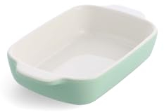 KitchenAid Stoneware Teglia Rettangolare Antiaderente in Ceramica con Coperchio in Bambù, 20 cm/0,9L, Senza PFAS, Salvaspazio, Sicura al Forno fino a 260°C, Lavabile in Lavastoviglie, Pistacchio