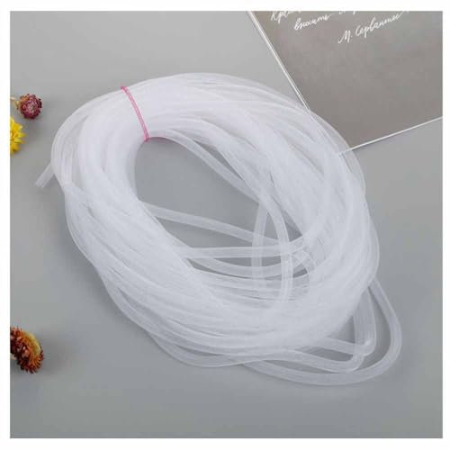SHTGOI 1 Stück 25m Elastische Mesh Schlauch Basteln 8mm Netz-Rohr Flex Netzschlauch Meterware Kreative Netzschnur DIY Schmuck Zubehör für Schleife Armband Halskette Kränze Handwerk Weiß