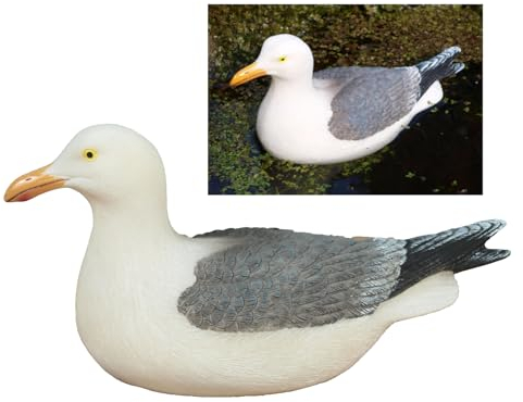 Generisch Deko Figur sitzende schwimmende Möwe 18 x 9 x 7,5cm Polyresin Maritime Dekoration Badezimmerdeko Teichfigur Gartendeko