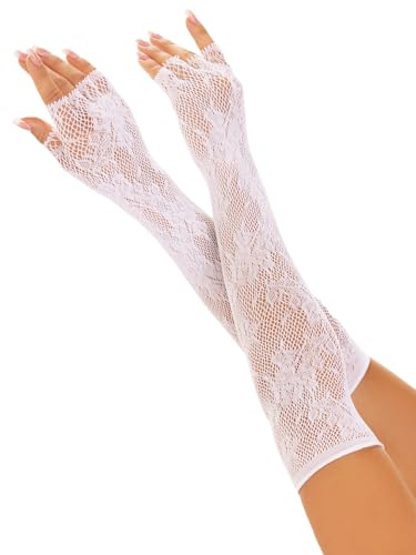 LEG AVENUE Damen Seamless Lace Opera Length Floral Fingerless Gloves Costume Accessory