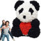 Shitafe Blumen-Teddybär - 25cm Teddybär mit Herz/Fliege | Handgemachte Panda-Puppe für Valentinstag, Geburtstage, Brautpartys, Muttertag