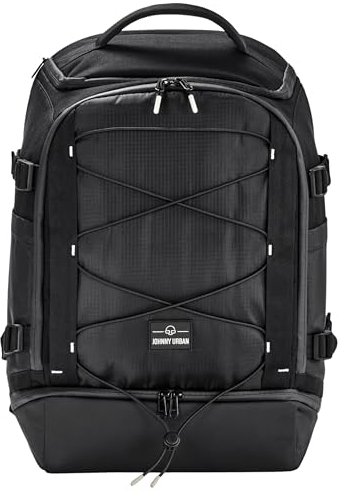 Johnny Urban Rucksack Herren & Damen Schwarz - Jack - Daypack für Travel Freizeit Sport - Tagesrucksack mit vielen Fächern - 16 Zoll Laptopfach & Trolley Strap - Wasserabweisend