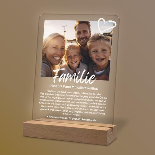 Yuweli® Familie Geschenk personalisiert Acryl Foto Familie Geschenk Geburtstag Geschenk Familie Weihnachten Geschenk Für Familie Familiengeschenk