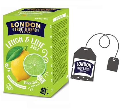 London Fruit® | Infuso Limone e Lime | Limone, Lime e Citronella Infuso in Bustine Singole - 20 Filtri (40 Gr) | Tisana Senza Caffeina