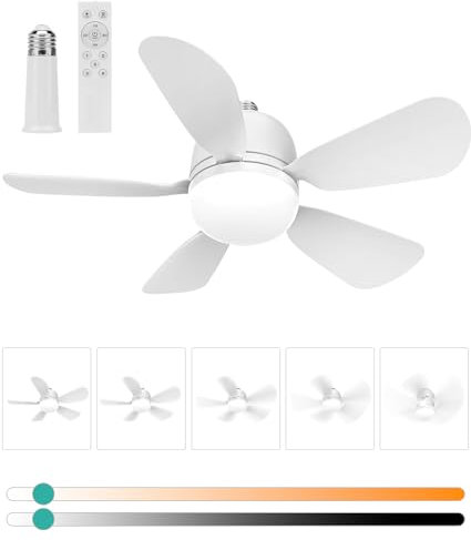 HK - Ventilador de luz original, luz fría LED, ventiladores de techo con luces y control remoto, repuesto para foco - recámara, cocina, sala de estar