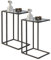 Beistelltisch C Form, Couch Beistelltischs 2er Set, Kaffeetisch Kleiner Tisch, Sofa Tisch Beistelltische Bett, Side Table Beistelltische, Couchtisch Laptop Tischs, Sofatisch, Glasmaterial, Schwarz