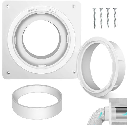 Trockner-Entlüftungs-Wandplatte, Trockner-Entlüftungsanschluss-Set, Drehverschluss, Trocknerkanalanschluss-Set mit Schnellanschluss und Trennung, passend für 10,2 cm Schläuche, für Trockner,