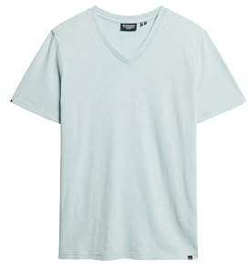 Superdry Herren T-Shirt aus Flammgarn mit V-Ausschnitt Puderblau L