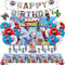 Dekoration Kindergeburtstag, 49Pcs Birthday Decorations, Luftballons, Cake Topper, Fotohintergrund Fotografie Hintergrund,Fotohintergrund Fotoshoot Backdrop, Happy Birthday Banner, Tischtuch