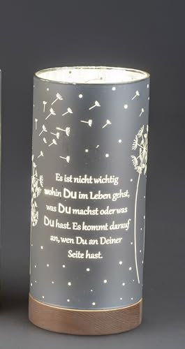 formano Frühlingsdekoration 1 Stück Deko-Licht 15cm mit Spruch und Timer- silber m. Holzsockel, Spruch: Es ist nicht wichtig...