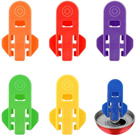 ZEYIYER 6PCS Easy Can Opener, Ring Pull Can Opener Aid with Leakproof Cover, Portable Plastic Soda Beer Beverage Can Top Ring Opener Tool for Pop Coke Beer Soda Aluminum Drink