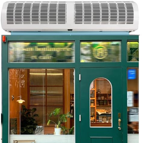 DIHRVTHC Air CurtainsCommercial Wall Mounted, Indoor Over Door Fan with Heavy Duty Limit Switch, Easy-Install 110V Unheated, 36 Inch, White(1.5m)