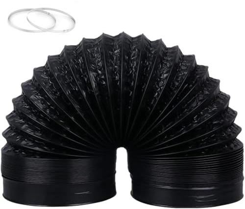 Schlauch Abluftrohr, Lüftungsschlauch, Flexibel PVC Alurohr with 2 Hose Clips, Schallgedämmter Wärmeisolierung, für Abluftventilator Badezimmer Küche Hydroponik Dunstabzugshaube (ø 200mm/3m)