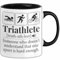 Triathlon Geschenk Tasse Iron Becher Mann Trathlet Geschenkidee Lustiger Spruch (Schwarz)