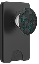 Cool Techno Teal Black Honeycomb Hexagons Abstract PopSockets PopWallet for MagSafe