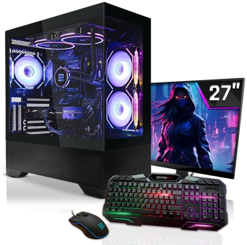 SYSTEMTREFF Gaming Komplett PC Set Intel Core Ultra 5 245K 14x5.2GHz | Nvidia RTX 4070 Super 12GB | 1TB M.2 NVMe | 32GB DDR5 RAM | 27 TFT Monitor | Desktop Paket Computer für Gamer