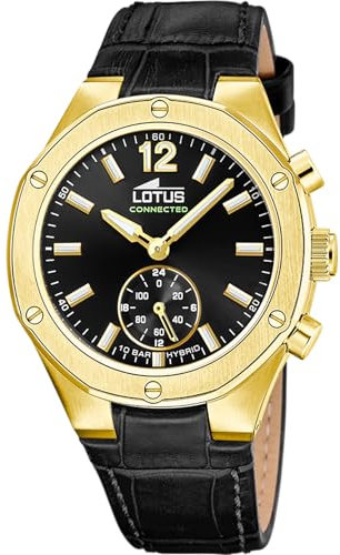 Montre Lotus pour Femme 18973/3 Connected Boîtier en Acier Inoxydable Doré Bracelet en Cuir Noir