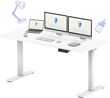 FLEXISPOT Bureau Assis Debout 160x70 avec 2 Moteurs Puissants, Charge 120kg, Bureau Électrique avec Fonction Mémoire (Cadre Blanc+Plateau Blanc)