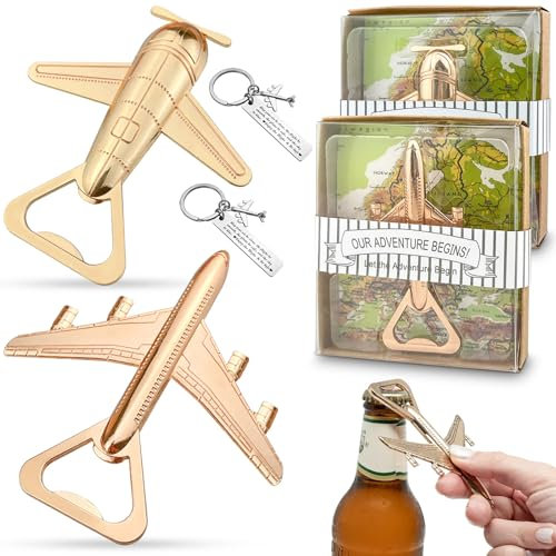 cersaty 2 Stk Flugzeug Faschenöffner, Zinklegierung Flaschenöffner für Hausbar, Küche, Limonadenflasche, Bierflaschen mit 2 Stk Flugzeug Schlüsselanhänger