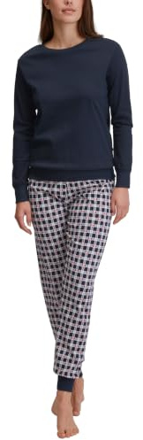CALIDA Family & Friends Bündchen-Pyjama Damen, wärmende Baumwolle mit weichen Bündchen
