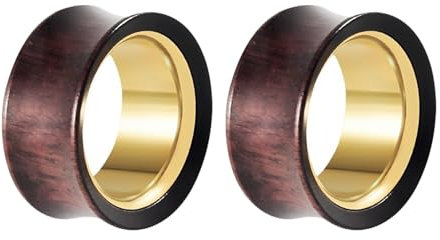 VARKAGE Tunnel Holz 10mm Edelstahl Gold Ohr Tunnel Set Plug Piercing Jewellery Frauen Männer 2pcs
