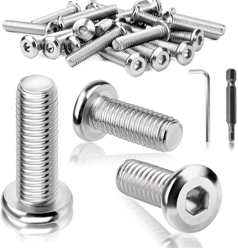 TXXATX 25 Stück M6 Schrauben Flachkopfschrauben M6x30mm Edelstahl Linsenkopfschrauben Innensechskant Vollgewinde mit Schraubendreher Bit Schraubenschlüssel Maschinenschrauben