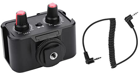 Kamera-Mikrofon-Audio-Mixer, DSLR-Kameras-Audio-Mischer-Adapter-Kamera-Mikrofon-Mixer WS-V2 2 Kanal Universal Microfon Audio-Adapter-Mixer mit 3,5-mm-Eingängen für DSLR-Kameras