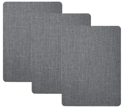 3 PCS Self-Adhesive Linen Fabric Patches,Large Repair Patches for Sofas, Chairs, Shoe and Clothes, Heavy-Duty Dark Grey Carpet Repair Kit,Easy to Cut & Reusable (20.3x27.9CM)
